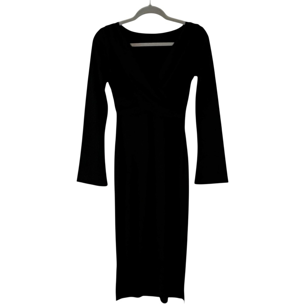 NWT Reformation Nessa Ribbed Midi Dress Black Long Sleeve Twist Back S - Picture 11 of 16